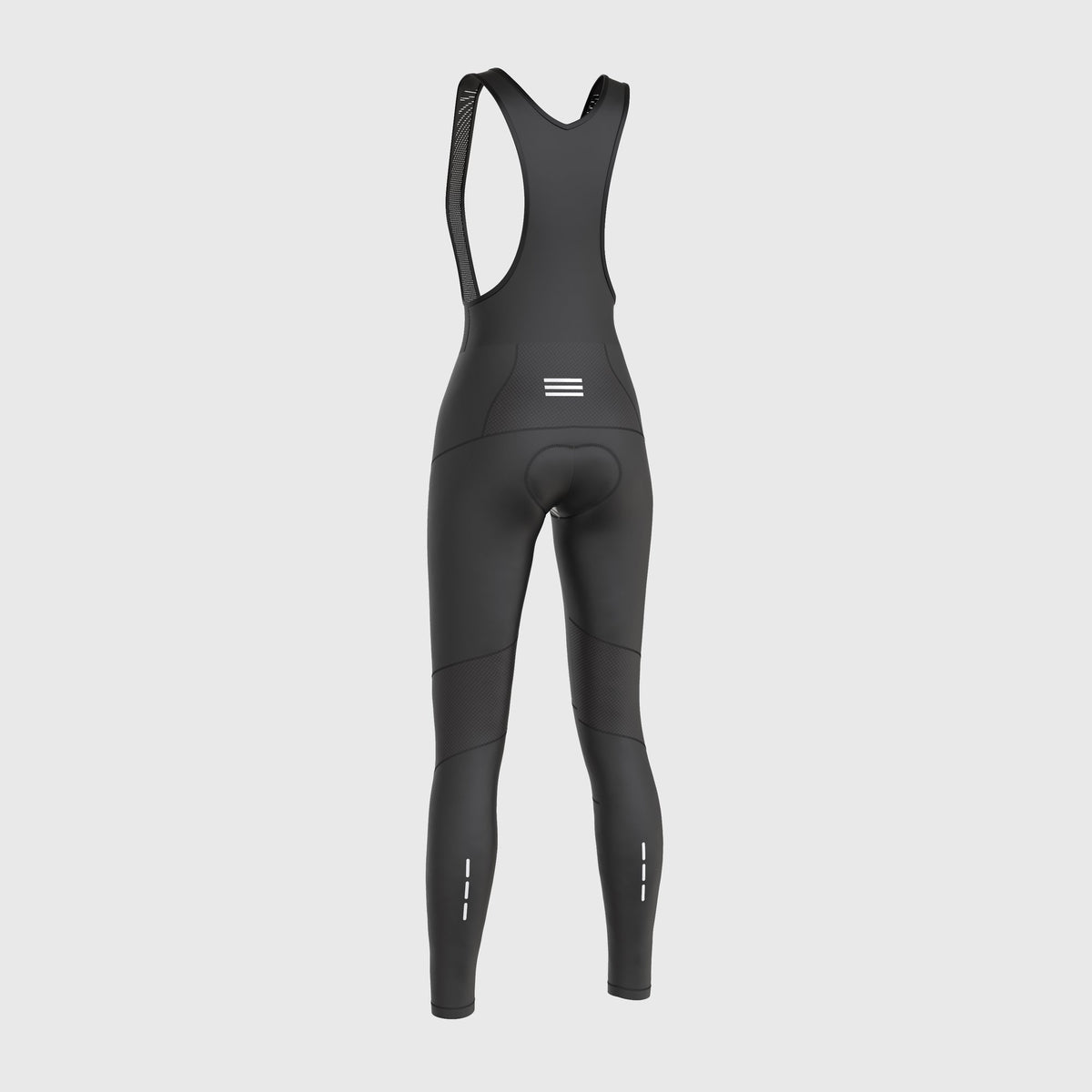 Fdx Womens Black Gel Padded Cycling Bib Tights For Winter Roubaix Thermal Fleece Reflective Stripe details Warm Leggings - Duo Bike Pants