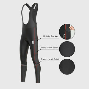Fdx All Day Red Men's Thermal Winter Cycling Cargo Bib Tights