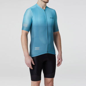 Fdx Blue Mens Summer Short Sleeve Cycling Jersey lightweight stretchable, Bib Short Hi Viz Reflectors & Storage Pockets Cycling Clothes Australia