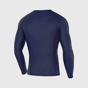 Fdx Mens Compression Top Navy Blue Running Gym Workout Wear Rash Guard Stretchable Breathable - Recoil