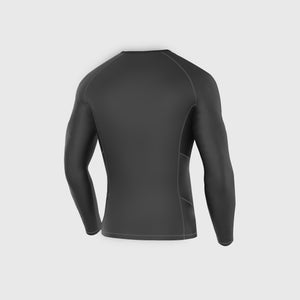 Fdx Long Sleeve Compression Top for Men's Black Running Gym Workout Wear Rash Guard Stretchable Breathable All Season- Recoil