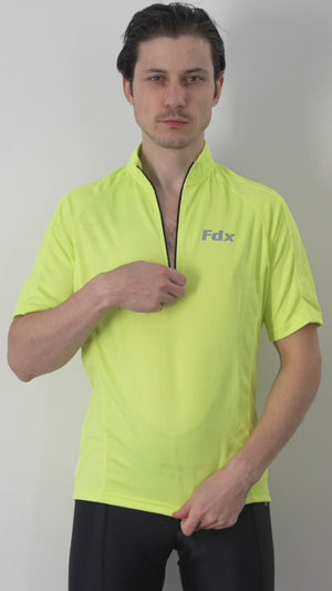 Fdx Pace Yellow Men's Short Sleeve Summer Cycling Jersey