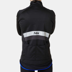 Fdx Winters Cycling Jacket for Men's Black & Blue Casual Softshell Clothing Lightweight, Windproof, Waterproof & Pockets - Arch