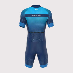 Fdx Mens Blue Sleeveless Gel Padded Triathlon / Skin Suit for Summer Cycling Wear, Running & Swimming Half Zip - Aero