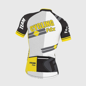 Fdx Mens Yellow Pockets Short Sleeve Cycling Jersey & Gel Padded Bib Shorts Best Summer Road Bike Wear Light Weight, Hi-viz Reflectors & Pockets - Core
