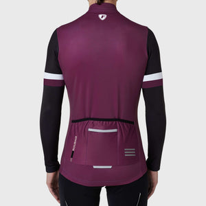 Fdx Mens Purple & Black Long Sleeve Cycling Jersey for Winter Roubaix Thermal Fleece Road Bike Wear Top Full Zipper, Pockets & Hi-viz Reflectors - Limited Edition