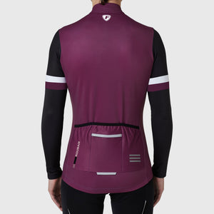 FDX Men's Purple & Black Long Sleeve Cycling Jersey for Winter Roubaix Thermal Fleece Road Bike Wear Top Full Zipper, Pockets & Hi viz Reflective Details - Limited Edition