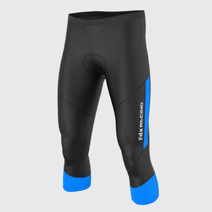 Fdx Men's Black & Blue 3/4 Cycling Shorts Summer Gel Padded Lightweight Breathable Fabric Hi Viz Reflectors Pocket Leg Gripper Cycling Gear