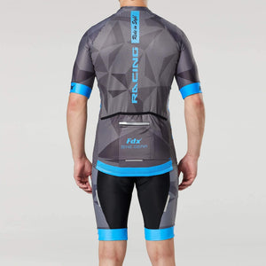 Fdx Mens Road Cycling Breathable short sleeve Jersey & Gel Padded Bib Shorts Best Summer Road Bike Wear Light Weight, Hi-viz Reflectors & Pockets - Splinter