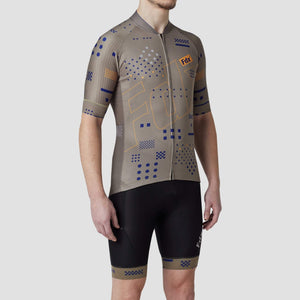 Fdx Short Sleeve Cycling Jersey Green & Gel Padded for Men's Bib Shorts Best Summer Road Bike Wear Light Weight, Hi-viz Reflectors & Pockets - All Day