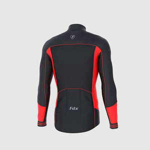 Fdx Mens Red Long Sleeve Cycling Jersey for Winter Roubaix Thermal Fleece Road Bike Wear Top Full Zipper, Pockets & Hi-viz Reflectors - Thermodream
