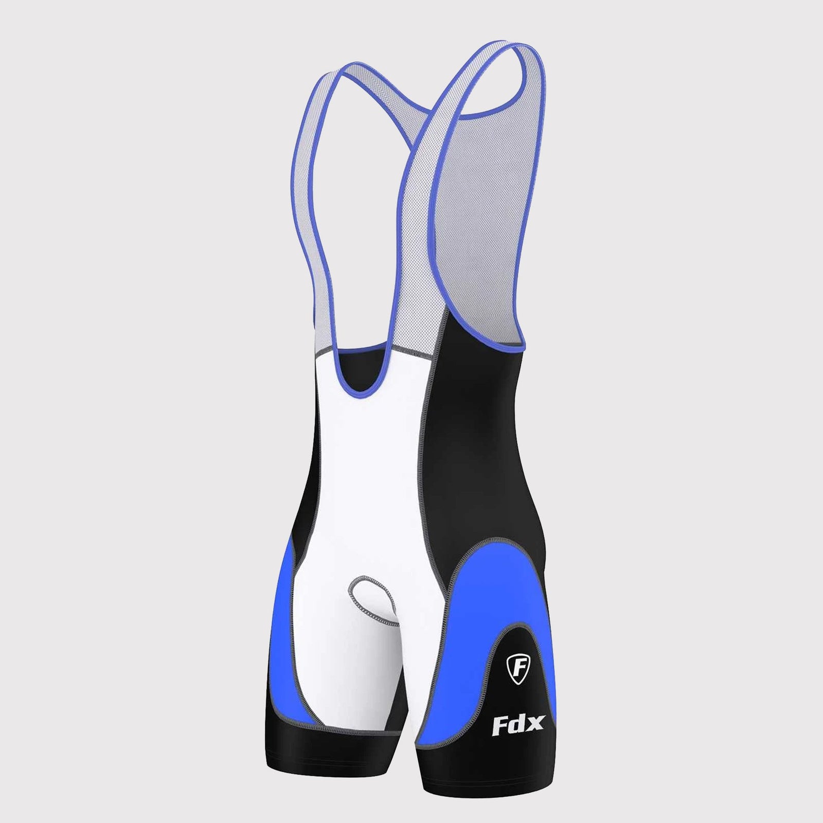 Fdx Men's White & Blue Gel Padded Cycling Bib Shorts For Summer Best Outdoor Road Bike Short Length Bib - Windrift