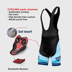 FDX Men’s Blue Cycling Bib Shorts 3D Gel Padded comfortable biking bibs - Breathable Quick Dry bibs, lightweight moisture wicking comfortable shorts
