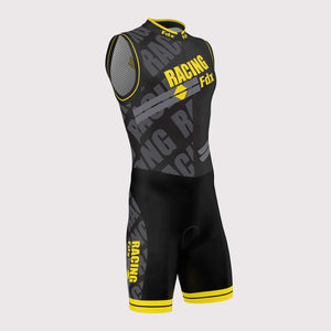 Fdx Best Mens Black & Yellow Sleeveless Invisible Zip Anti Bac Padded Triathlon / Skin Suit for Summer Cycling Wear, Running & Swimming & Back Pockets AU  - Core