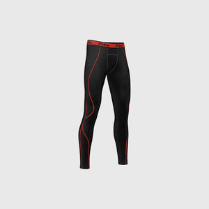 FDX Men's Black & Red Compression Long Length Elastic Waist Lightweight, Breathable & Quick Dry