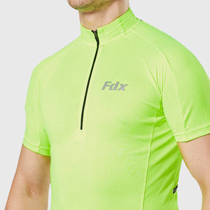  Blue men’s best fdx Yellow short sleeves cycling jersey breathable lightweight hi-viz Reflective details summer biking top, full zip skin friendly half sleeves mesh cycling shirt for indoor & outdoor riding with two back & 1 zip pockets