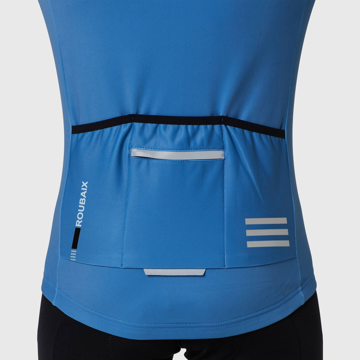 FDX Men's Black & Grey Long Sleeve Cycling Jersey for Winter Roubaix Warm Fleece Road Bike Wear Top Full Zipper, Pockets & Hi viz Reflectors - Limited Edition