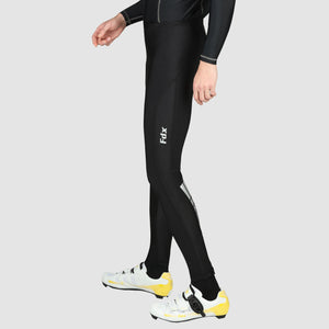 Fdx Men's Hi viz Reflective Gel Padded Cycling Tights Black For Winter Roubaix Thermal Fleece Reflective Warm Leggings - Heatchaser Bike Long Pants