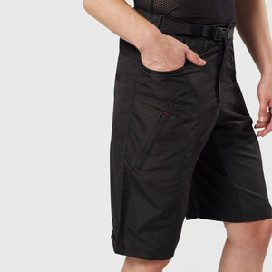 Fdx Men's Black MTB Shorts Lightweight Padded Breathable Fabric Hi viz Reflectors Pockets Summer Mountain Bike Shorts Cycling Gear AU