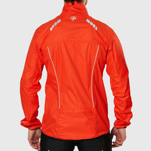 Fdx Waterproof Men's Orange Cycling Jacket for Winter Thermal Casual Softshell Clothing Lightweight, Shaver proof, Packable ,Windproof, Pockets