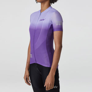 Fdx Women's Purple Short Sleeve Cycling Jersey & Gel Padded Bib Shorts Best Summer Road Bike Wear Light Weight, Hi-viz Reflectors & Pockets - Duo