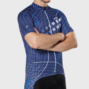 Men’s blue short sleeves Fdx cycling jersey breathable summer biking top, lightweight skin friendly half sleeves mesh riding shirt for cycling ,indoor & outdoor 
