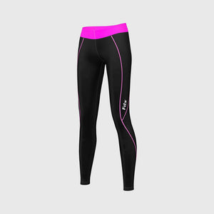 Fdx Women's Black & Pink Compression Tights Base Layer Gym Training Jogging Yoga Fitness Body Wear - Monarch