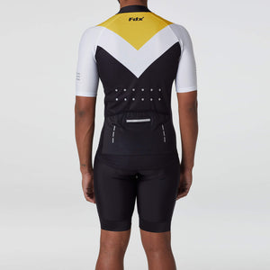 FDX Men Summer Cycling Jersey Yellow & Black Lightweight, Breathable Mesh Side Panel, Bib short High Visibility & Secure Pockets Cycling Gear Australia
