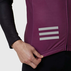 Fdx Black & Purple Long Sleeve Cycling Jersey for Mens, Winter Roubaix Thermal Fleece Road Bike Wear Top Full Zipper, Pockets & Hi-viz Reflectors - Limited Edition