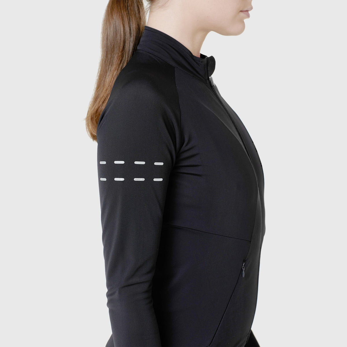 FDX Women’s full sleeves cycling jersey Black warm winter Roubaix biking top, lightweight windproof long sleeves fleece lined cycle shirt for riding