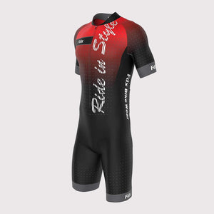 FDX Men Red Black Skin Tight Triathlon Suit Best for cycling Running & Other Sports