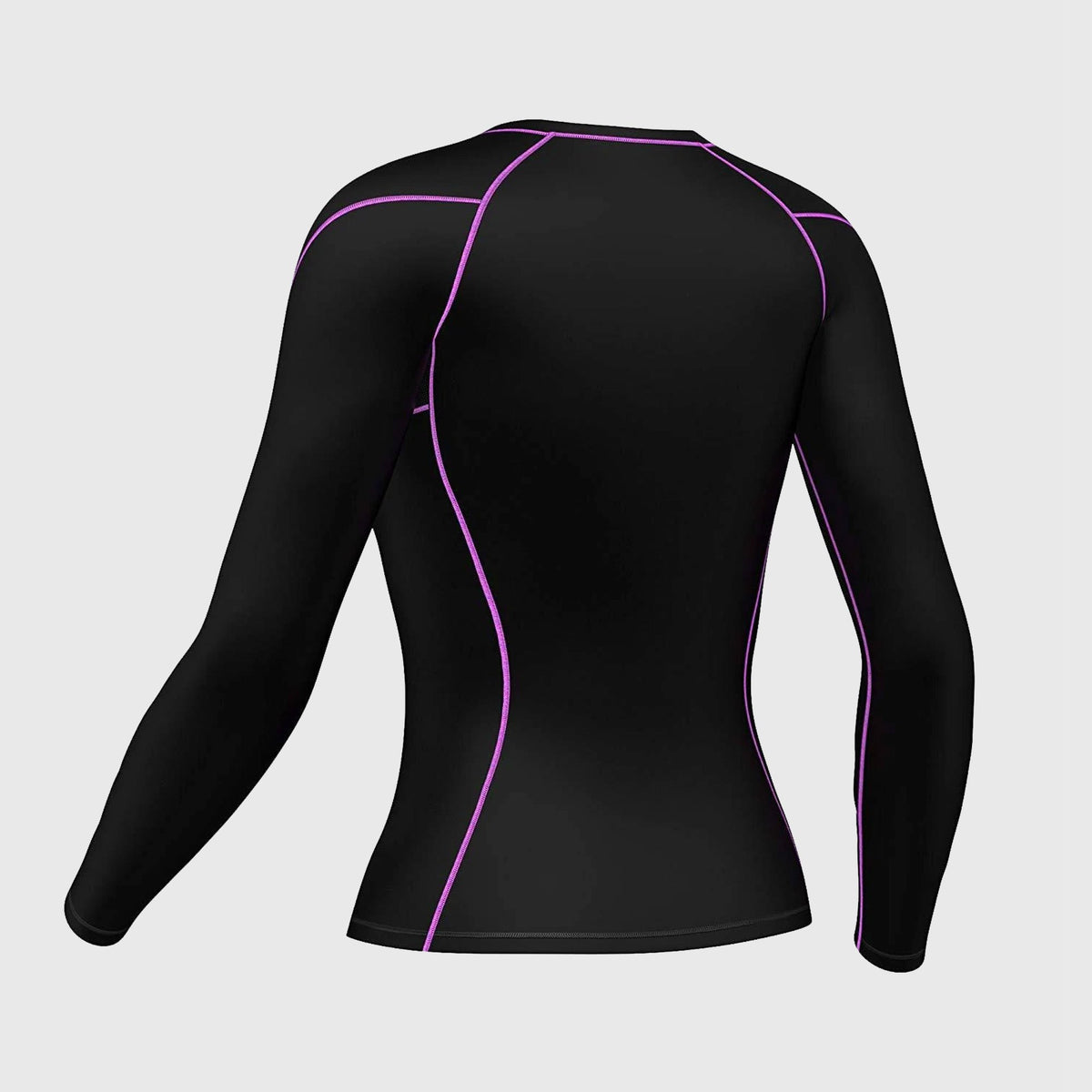 Fdx Women's Black & Purple Long Sleeve Compression Top Running Gym Workout Wear Rash Guard Stretchable Breathable - Monarch