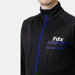 Fdx Cycling Jacket for Men's Black & Blue Winter Thermal Casual Softshell Clothing Lightweight, Windproof, Waterproof & Pockets - Arch