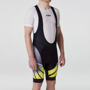 Fdx Men's Black & Yellow 3D Gel Padded Cycling Bib Shorts For Summer Best Outdoor Road Bike Short Length Bib - Signature AU