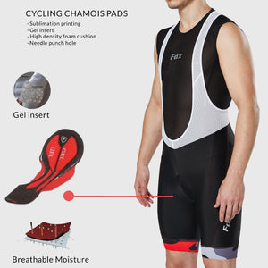 Men’s Grey Cycling Bib Shorts 3D Gel Padded comfortable biking bibs - Breathable Quick Dry bibs, ultra-light stretchable shorts with pockets