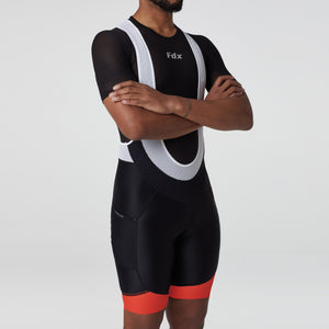 FDX Men’s Orange & Black Cycling Bib Shorts 3D Padded comfortable biking bibs - Breathable Quick Dry bibs, ultra-lightweight stretchable Mush Panel shorts for riding