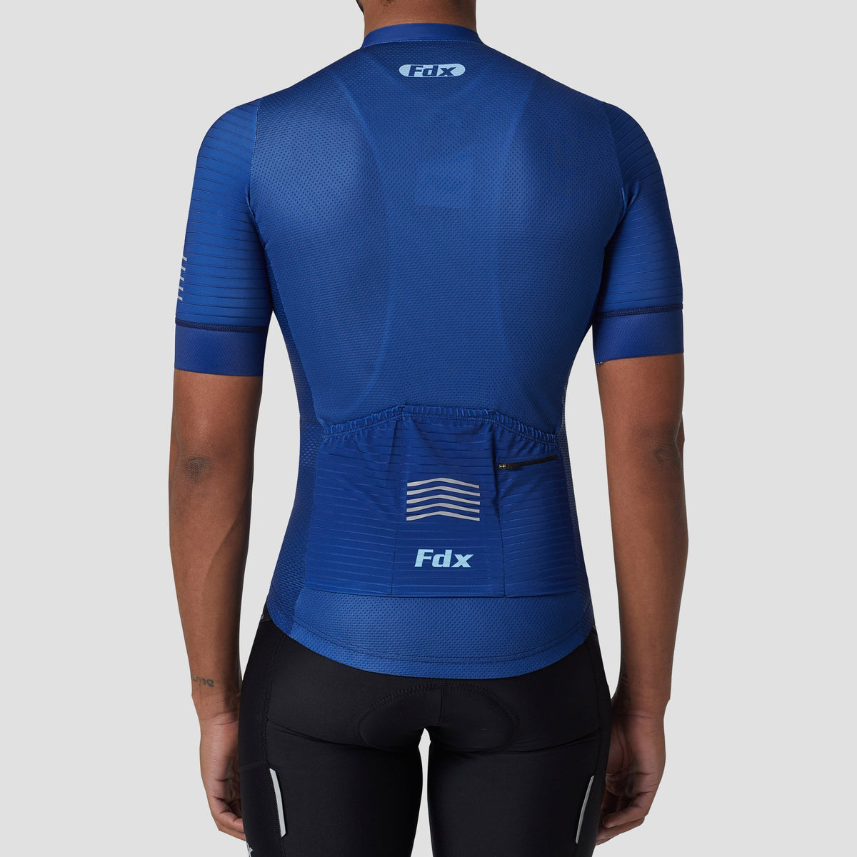 Fdx men’s blue full zip short sleeves best cycling jersey Hi-Viz Reflective details breathable summer lightweight biking top, Hi-Viz Reflective skin friendly half sleeves mesh cycling shirt for indoor & outdoor riding with two back & 1 zip pockets
