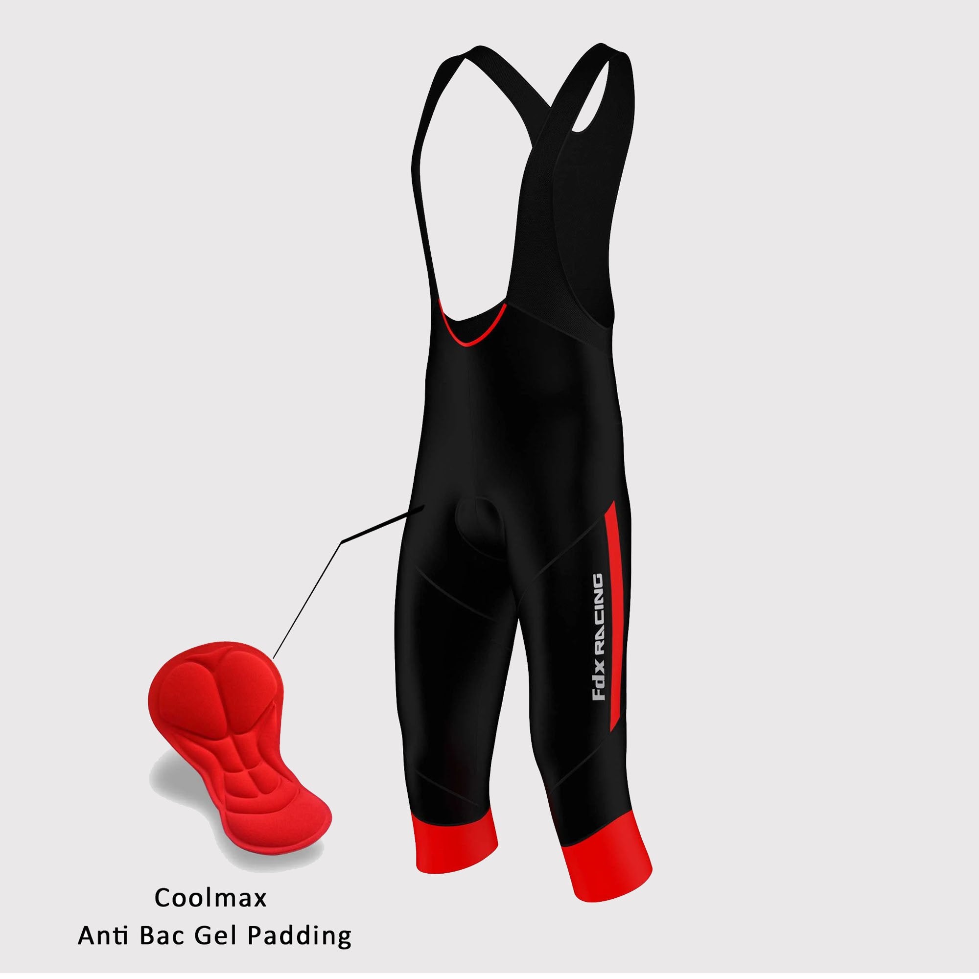 Fdx Gallop Blue Men's Summer Cycling Gel Padded 3/4 Bib Tights – lightweight, gel-padded bib tights in blue, designed for comfort and breathability during warm-weather rides.