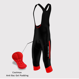 Fdx Gallop Red Men's Summer Cycling Gel Padded 3/4 Bib Tights