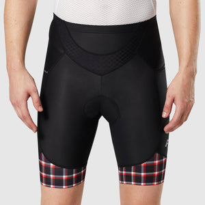 Fdx Men's Black & Red Cycling Shorts Summer Gel Padded Lightweight Breathable Fabric Hi Viz Reflectors Pocket Leg Gripper Cycling Gear