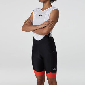 Fdx Women's Gel Padded Bib Shorts Black & Orange Best Summer Road Bike Wear Light Weight, Hi viz Reflectors & Pockets - Essential Sport & Outdoor
