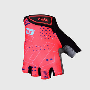 FDX Red short finger summer cycling Unisex gloves, shockproof women padded gloves, breathable quick dry anti-slip mitts mountain bike accessories