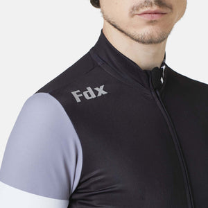 Fdx Mens Grey & Black Full Sleeve Cycling Jersey for Winter Roubaix Thermal Fleece Road Bike Wear Top Full Zipper, Pockets & Hi-viz Reflectors - Limited Edition
