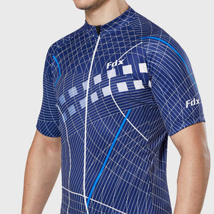 Men’s Blue short sleeves cycling jersey  breathable summer biking top, lightweight skin friendly half sleeves mesh cycle riding shirt for indoor & outdoor  - Fdx 