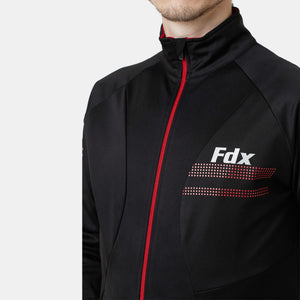 Fdx High Collor Cycling Jacket for Men's Black & Red Winter Thermal Casual Softshell Clothing Lightweight, Windproof, Waterproof & Pockets - Arch