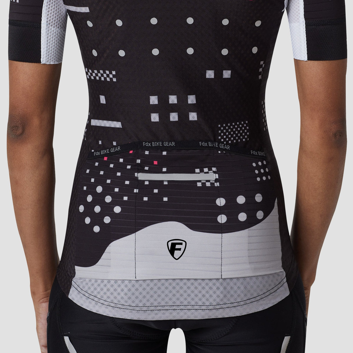 Fdx Women's Black Short Sleeve Cycling Jersey for Summer Best Road Bike Wear Top Light Weight, Full Zipper, Pockets & Hi-viz Reflectors - All Day