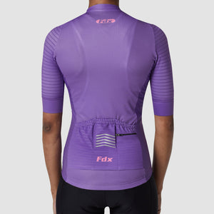 FDX Purple Women Half Sleeve Hot Season Cycling Jersey Quick Dry & Breathable Skin friendly Lightweight Summer Shirt Reflective Strips Secure Pockets Sport & Outdoor - Essential