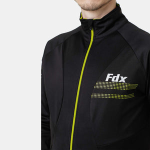 Fdx High Collor Cycling Jacket for Men's Fluorescent Yellow Winter Thermal Casual Softshell Clothing Lightweight, Windproof, Waterproof & Pockets - Arch