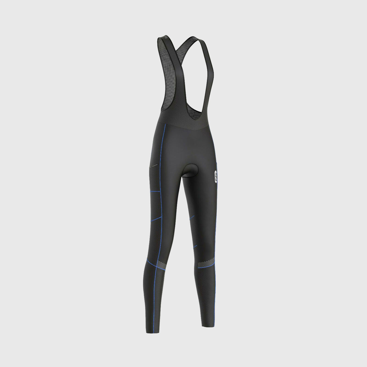 Fdx Women's Black & Blue Gel Padded Cycling Bib Tights For Winter Roubaix Thermal Fleece Reflective Warm Leggings - All Day Bike Pants