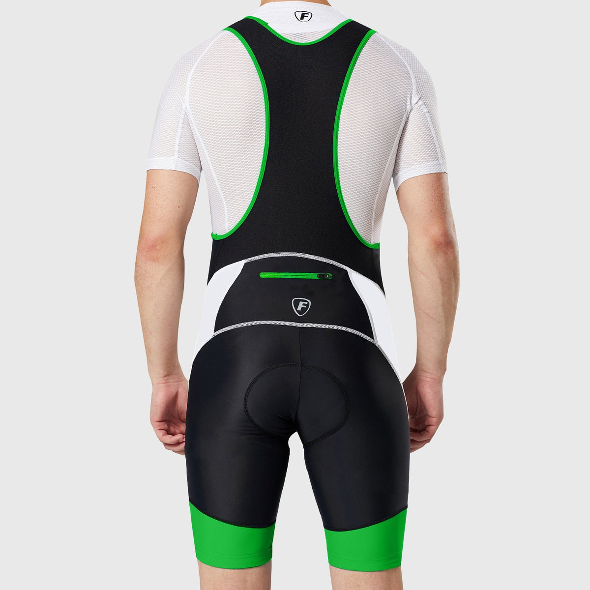 Fdx Men's Black & Green Gel Padded Cycling Bib Shorts For Summer Best Outdoor Road Bike Short Length Bib - Windsor